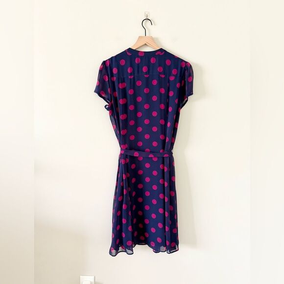 Chiasso Short Sleeve Fit & Flare Dress in Navy & Pink Dot - Size 16 - Picture 4 of 6